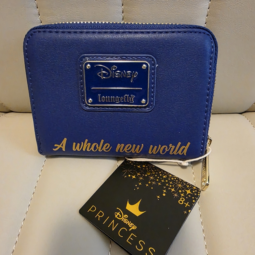 Loungefly Disney Aladdin 30th Anniversary Character Zip Around Wallet Blue